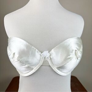 Victorias Secret Vintage 90s Satin Push Up White Strapless Bra 34C